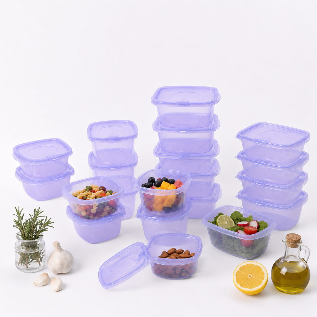 맥스앤맥스 퍼플톡톡 밀폐용기 20종세트, 350mm 5개, 450mm 5개, 500ml 5개, 600ml 5개, 1세트 | 토스쇼핑